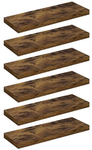WOLTU Schweberegal Wandregal freischwebend Regal Wandboard Bücherregal Holz Board für Bücher, Bilder, Deko 25x23x3.8cm Vintagebraun RG9365hov-6