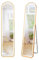 COSTWAY Miroir sur Pied Rectangulaire avec LED, Grand Miroir Mural 37x155 CM, Miroir Pleine Longueur avec Cadre en Aluminium, Éclairage 3 Couleurs et Intensité Variable, Doré(Semi-Circulaire)