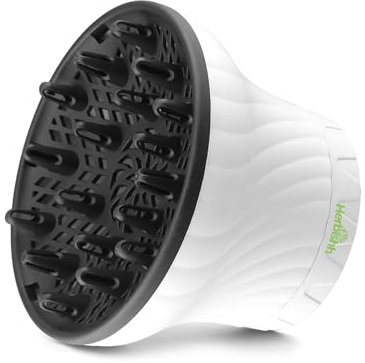 Herbishh Universal Hair Dryer Diffuser - Adjustable 3.5-8 cm, Rotary Clip for Curly & Wavy Hair, Even Heat, Reduces Frizz & Adds Volume, Heat-Resistant Air Hood for Effortless Curl Definition (White)