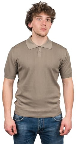 DALLE PIANE CASHMERE - Polo Manica Corta 100% Cotone, Made in Italy - Uomo, Colore: Taupe, Taglia: M