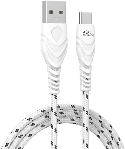 USB C Fast Charging Cable for HMD Pulse Pro Plus, Nokia G42 G22 C12 C22 C32 XR21C01 Plus Fast Charging [Strong] Cable [Nylon Braided], USB A – Type C Phone Charger Cable Lead [3 Metre] - White