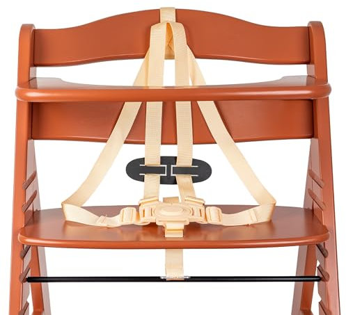 Hochstuhl 5-Punkt Gurtsystem, 1 Set, kompatibel mit Hauck, Stokke Tripp Trapp, Roba, uvm., in Beige, Gurt mit Brustclip, verstellbarer Kinderhochstuhl Sicherheitsgurt, Hochstuhlgurt 5 Punkte System