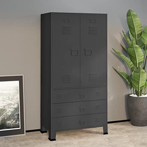Keyroto Schließfachschrank Spind Schrank Metallspind Metallschrank Schließfächer Spind Metall Industrial Kleiderschrank Metall Anthrazit 90x50x180 cm
