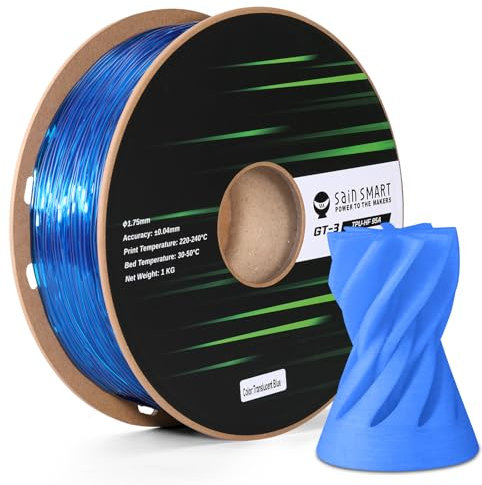 SainSmart Hohe Fließfähigkeit Transluzentes TPU Filament 1,75mm für Hochgeschwindigkeitsdruck 500 mm/s, 1kg, Blau