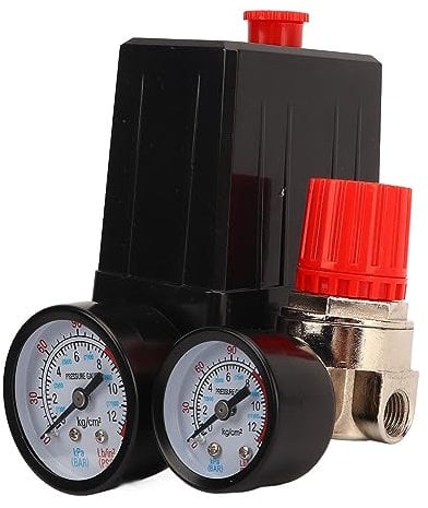Air Compressor Pressure Switch, Air Compressor Replacement Parts Union Ball Valve Kit 0~180PSI Air Compressor Regulator with Gauge Replacement Parts Accessories