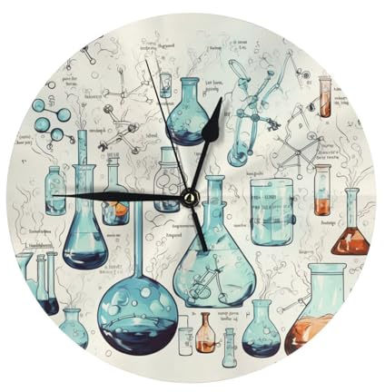 Dwrepo Wanduhr mit Chemie-Druck, 25,4 cm, nicht tickend, batteriebetrieben, moderne runde Uhren, dekorativ für Zuhause, Küche, Wohnzimmer, Büro