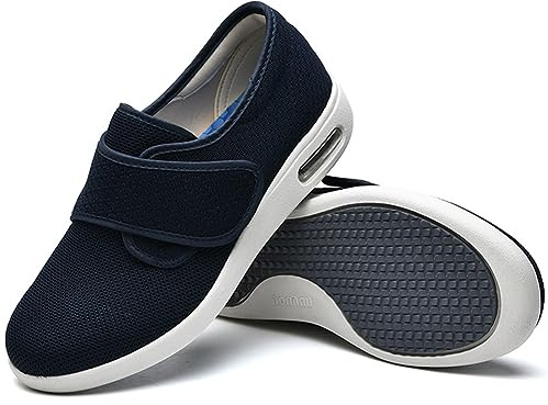 Jesajemi Pantoufles Diabétiques Femme Chausson orthopedique femme chaussures pour pieds larges et gonflés femme chaussure femme pied extra large(Blue,39 EU)
