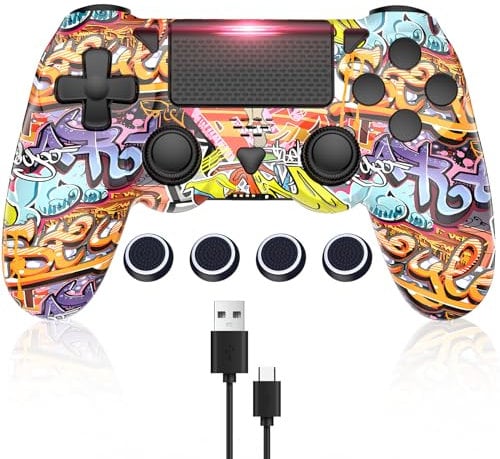 GGiking Wireless Controller für PS4, Game Controller kompatibel mit PS4/Pro/Slim/PC Gamepad mit Turbo/Zurück Taste/Dual Vibration/6-Achsen Gyro Sensor/Touchpanel