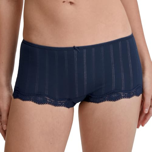 CALIDA Etude Toujours Panty Damen, aus hochwertiger Baumwolle, mit feinem Nadelzug, niedrig geschnitten Peacoat Blue 48-50