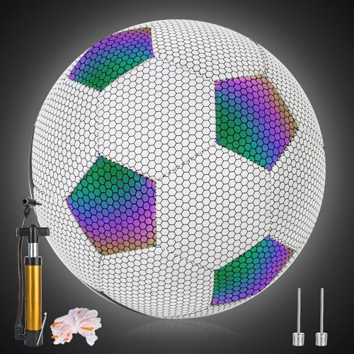 bssmmai Größe 5 Fußball Leuchten im Dunkeln, Reflektierender Fußball