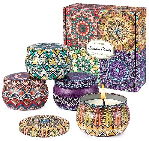 Mocraft Geschenke für Frauen 4 Pack Sojawachs Kerzenset 4.4 Oz Duftkerzen Geschenkset für Muttertag, Weihnachten, Geburtstag, Valentinstag, Bad, Yoga