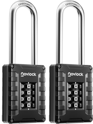 Zahlenschloss mit 7 cm langem Bügel aus gehärtetem Stahl – 4-stelliges Vorhängeschloss mit Zahlencode – Schloss für Spinde, Schränke, Türen, Boxen und Werkzeugkisten – 2er Pack, Schwarz