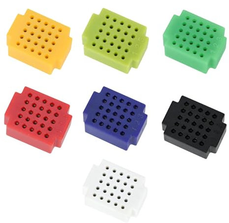 7pcs Mini Breadboard Solderless 25 Tie Points Prototype PCB Bread Board Electronics Kit Plates, ZY-25, 7 Color