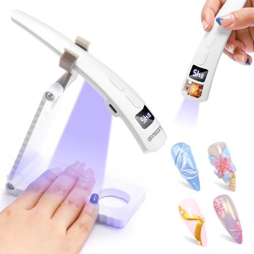 2-in-1 Dual-Zone UV Lampe für Gelnägel Mini: LEDSUUEI Handheld UV Lampe Klein mit 400mAH Akku & LED Display, Mini UV Lampe für Nägel, Blitzhärter UV Led Lampe für DIY Maniküre Deco, Hause & Reise