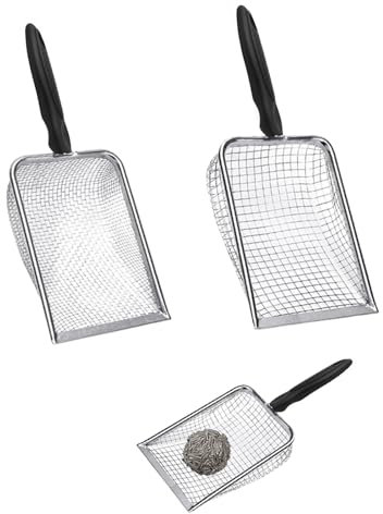 CMANLNYK 2pcs Stainless Steel Garden Sieve - Compost Sieve, Efficient Screening and Leak Design Cat Litter Scoop, Suitable for Reptile Sand (3.5 mm + 5 mm)