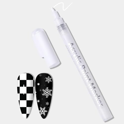 Quick Dry Fine Tips Nail Art Pen, Nail Varnish Pens For DIY Manicure, Nails Drawing Pen For DIY,White Nails Pencil, French Tip Stamp Pens, Manicure Tools(White)