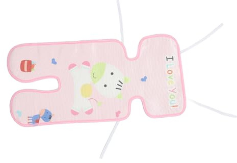 Kinderwagen Einlage aus Eisseide für Babys und Kleinkinder Rosa | Sommerliche Sitzauflage, Cartoon Muster, für Babysitze und Pushchair, Tragbar und Multifunktional
