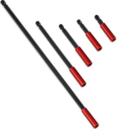 5 Pcs Magnetic Bit Holder for Impact Driver, 1/4 Hex Shank Screwdriver Extension Bar, 50mm 60mm 100mm 150mm 300mm Drill Bit Extension, Impact Driver Bit Holder, for Impact Drill Bar Tool Adapters