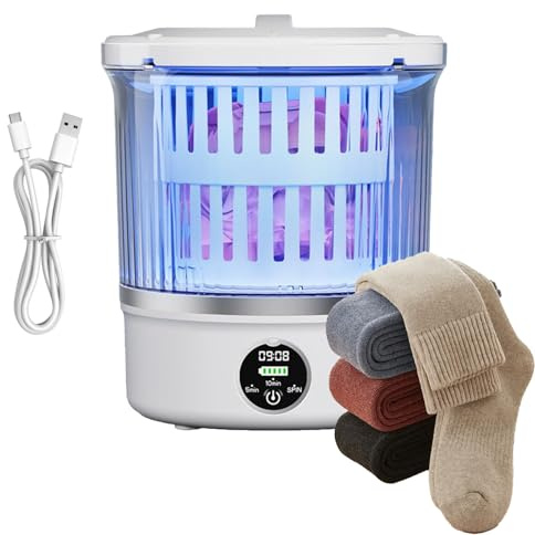Machine À Laver Portable 3L Rechargeable Étanche Antidérapante | Mini Lave-linge Séchant Portable Lavage et Séchage pour la Maison les Voyages le Camping Petit Linge Sous-vêtements