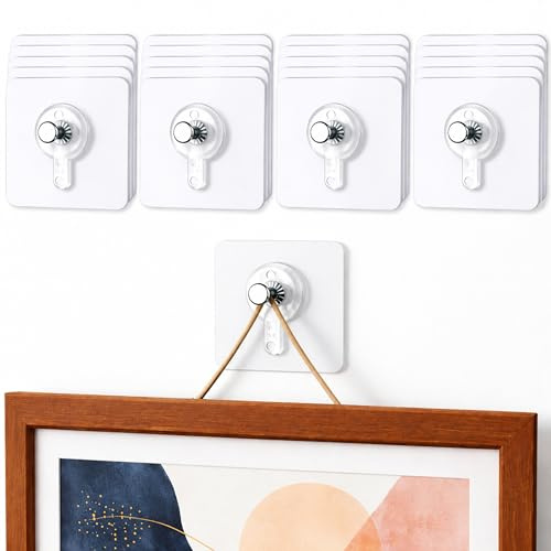 20pcs Picture Hanging Hooks Without Holes - Easy Wall Hanging Without Nails - Adhesive Hanger No Drilling Wall Decoration