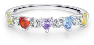 Skcess 9K Weißgold Ring, Engagement Ring Laborsaphir Blau Moissanit