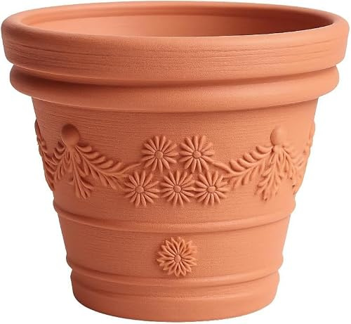 BirnePower Blumentopf Massiv Ø 35cm (12L) –Pflanzkübel Kunststoff Terrakotta Optik, Blumenkübel Wetterfest & Frostsicher für Garten, Balkon & Innen (Vintage Design)