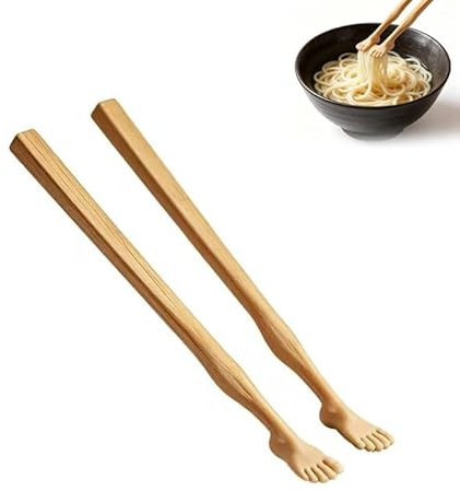 Foot Shaped Chopsticks with Built in Straw, Funny 3D Printed Utensils for Noodles, Novelty Gag Gift for Snacking & Sipping
