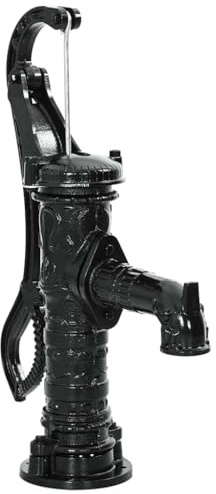 Mangloder Schwengelpumpe Gusseisen mit 38 mm Innengewinde für Brunnen, Garten, Wasserförderung, robuste Handpumpe, langlebige Wasserpumpe, einfache Installation, max. Förderhöhe 7 m, schwarz