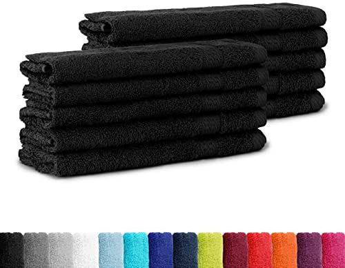 BaSaTex 10er Pack Frottee Gästetücher Set 30x50, Gästetuch aus 100% Baumwolle Öko-Tex Made in Green, Farbe Schwarz