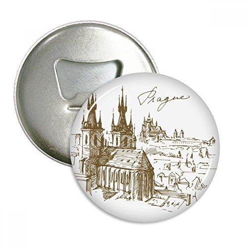 Prag quadratisch tschechischen Republik Landmark rund Flaschenöffner Kühlschrank Magnet Pins Badge Button Geschenk 3