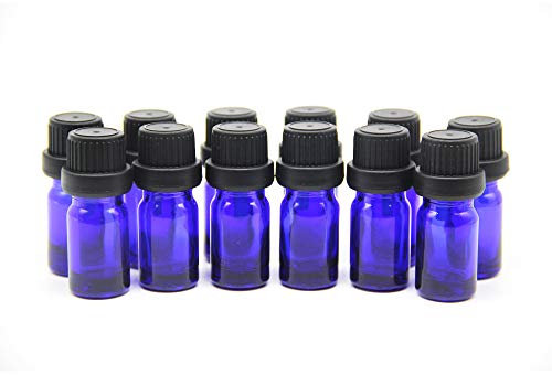 YIZHAO Flacon Echantillon Huile Essentielle Vides 10ML, Fiole en Verre Bleu avec [Réducteurs d'Orifice], pour Massage, Aromathérapie, Bouteille de Laboratoire -12Pcs