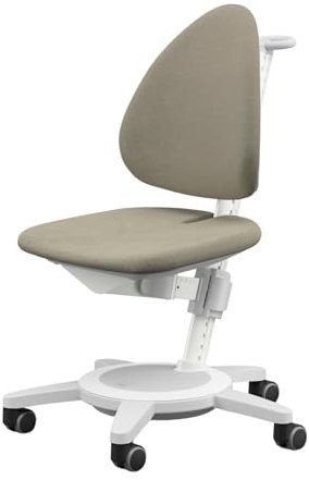 Moll Maximo, mitwachsender Kinderdrehstuhl für Jungen und Mädchen, verstellbar in 3 Dimensionen, Gestell Weiß (Khaki)