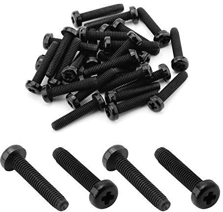 MroMax Lot de 50 vis cruciformes en plastique filetées M5 x 25 mm Noir