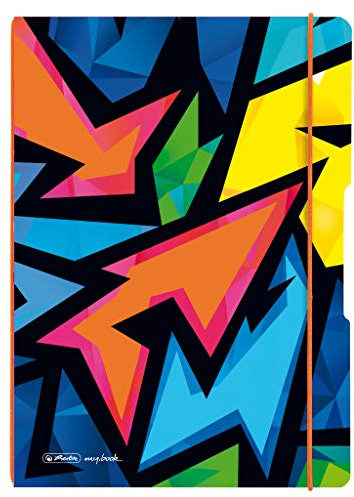 Herlitz 50027378 Notizheft flex mit Wechselcover, A4, 2 x 40 Blatt, Motiv: Neon Art, 1 Stück