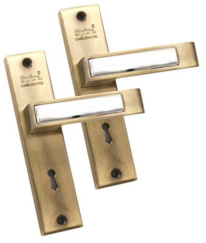 Internal Lever on Backplate Door Handles Antique/Satin Nickel/Copper, Suitable for all types of Wooden doors 190x44mm backplate SL58KY (Antique)