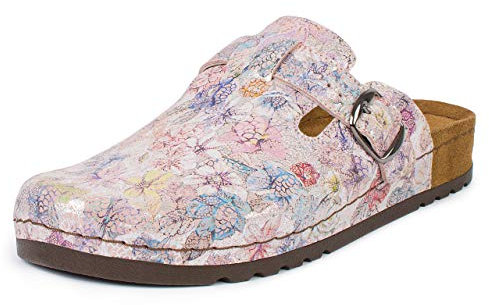 Jürgen Hirsch Sabots Ergo 05 pour Femme en Cuir avec Semelle intérieure Profonde et Coussinet de Talon Anti-Choc, Rose, 39 EU