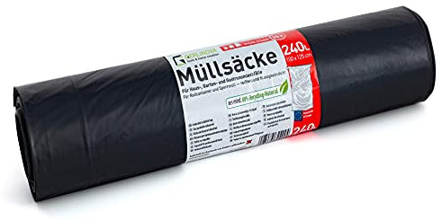 Schwarze Müllsäcke - 30 Stück - Extra Stark & absolut Reißfest - XXL Müllsack - 240 Liter (100 x 125cm)