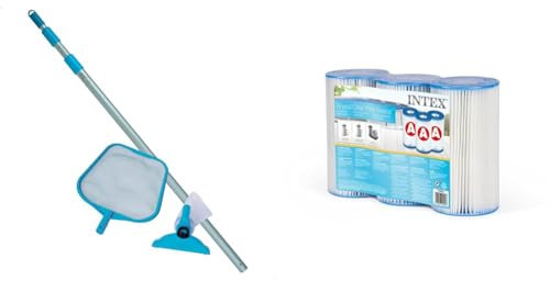 Intex Pool Maintenance Kit - Poolzubehör - Pool Reinigungsset - Blau, 3-teilig & Filteranlagenzubehör - Filterkartusche - Typ A - 3 Stück (1er Pack)