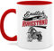 Tasse Tassen 325ml - Rentner - Endlich im Ruhestand - 325 ml - Rot - geschenk für renteneintritt rentnertasse rente biker kaffeetasse als pensionsgeschenke retirement in teetasse mit motorrad