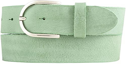 BELTINGER Damen-Gürtel aus weichem Vollrindleder Vintage-Look 4 cm | Jeans-Gürtel für Damen 40mm | Ledergürtel Used-Look | Mintgrün 105cm