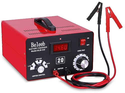 Hugoome Beleeb Series C20 Battery Charger 12V 24V 36V 48V, Pulses of High-Voltage Battery Desulfator Maintainer for Lead-Acid Lithium-ion Batteries