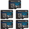 TEAMGROUP GO Card 128GB x 5 PACK Micro SDXC UHS-I U3 V30 4K for GoPro & Drone & Action Cameras High Speed Flash Memory Card with Adapter for Outdoor Sports, 4K Shooting, Nintendo-Switch TGUSDX128GU363