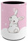 Kuiaobaty Porte-crayons rond en cuir imprimé lapin mignon pour enfants pour l'école, le bureau, l'organisateur de bureau Kawaii Bunny