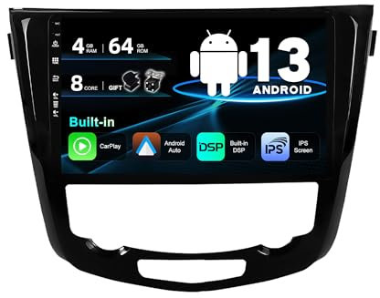 SXAUTO Android 10 Autoradio Per Nissan X-Trail Qashqai J11 Rouge (2014-2018) - 4G+64G - Senza fili Carplay/Android Auto - DSP - Camera MIC GRATUITI - DAB Fast-boot 360-Camera SWC WiFi -2 Din IPS 10.1”