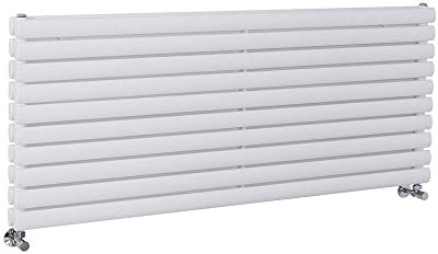Milano Aruba White Horizontal Double Oval Panel Radiator - 590mm x 1400mm