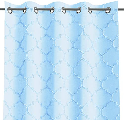 AmeliaHome Gardine 140x250 cm 1 St. Vorhang halbtransparent Ösenschal Hellblau Delva