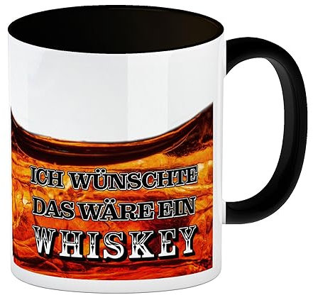 Ich wünschte das wäre ein Whiskey Kaffeebecher Schwarz mit Whiskeymotiv