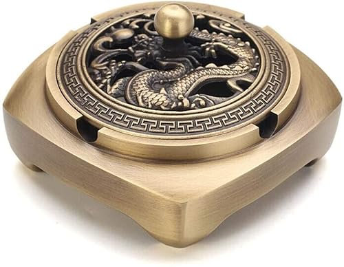 TIANYIA Rauchfrei Drachen Totem Aschenbecher Vollkupfer Relief mit Deckel Aschenbecher Büro Wohnzimmer Teestube Geschenk Dekoration Ornamente Aschenbecher Tischplatte