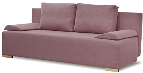 bonni Schlafsofa Ecco Plus, Sofa mit Bettkasten und Schlaffunktionn, Klappsofa, Schlafcouch, Bettsofa, Couch vom Hersteller, Couchgarnitur, Sofagarnitur (puderrosa)