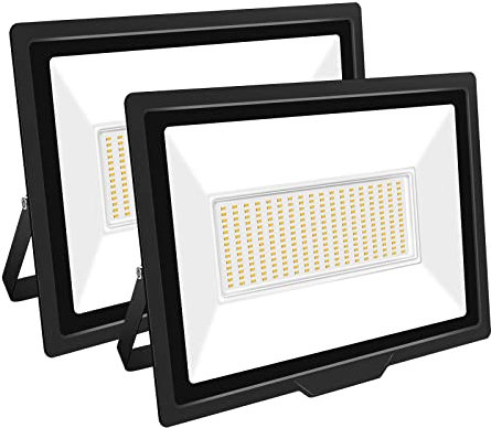 SKYWORLD 2 Pcs 200W Focos Led Exterior, 20000LM Foco Proyector Led IP66 Impermeable 3000K Bianco Neutro Luz de Seguridad Floodlight para Jardín Patio Plaza Garaje Terraza Estadio Obra